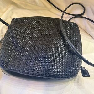 Vintage Nine West Black Woven Crossbody Bag
